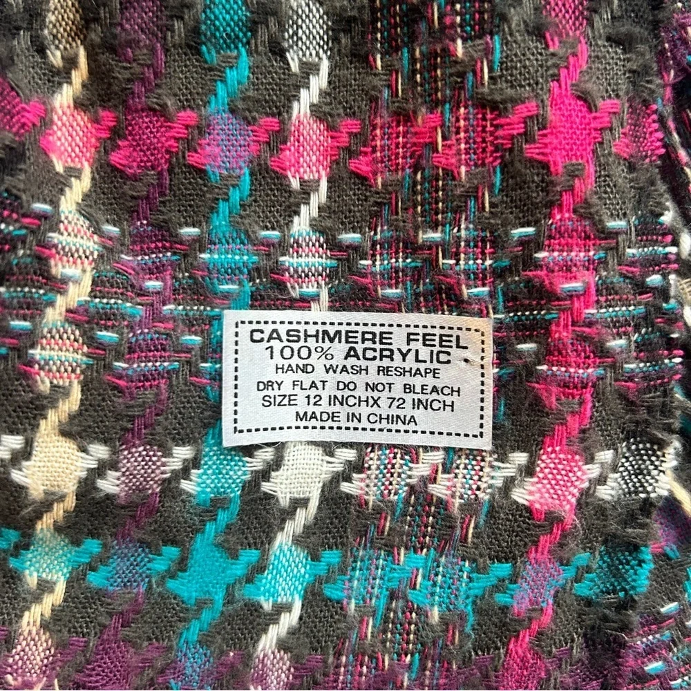 Colorful Pastel Houndstooth Winter Scarf Cashmere Feel 100% Acrylic